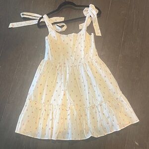 White cherry 🍒 Tie-Shoulder Sundress
